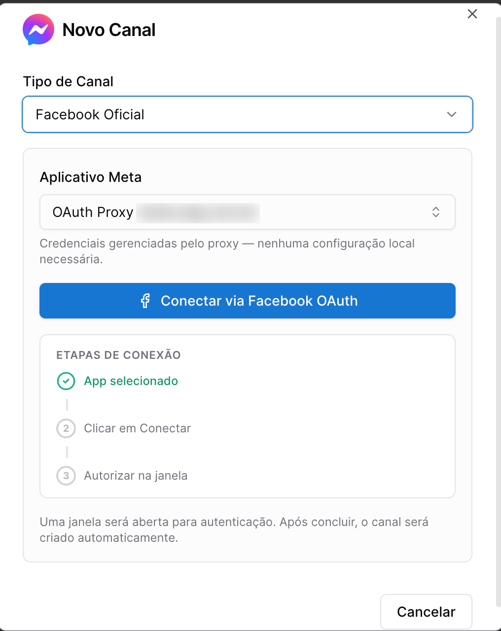 ZapGiga - conectar canal facebook messenger