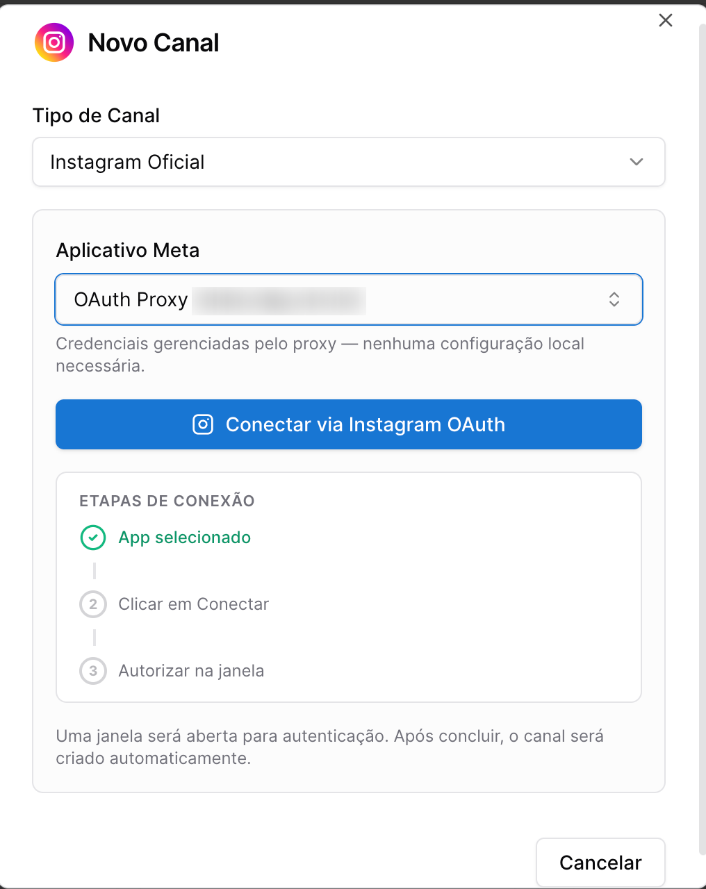 ZapGiga - conectar canal instagram